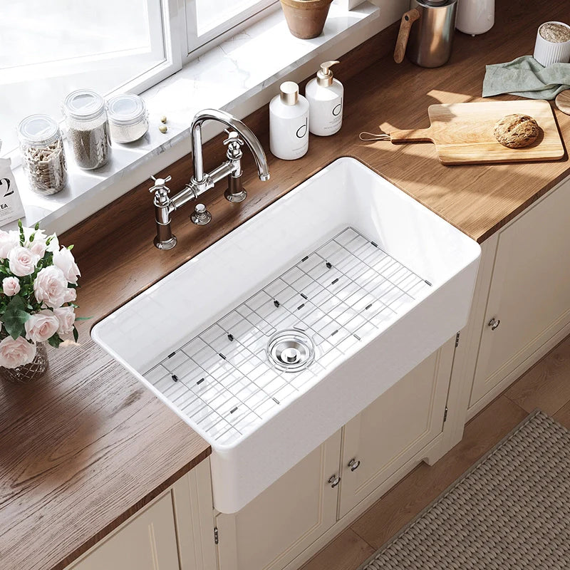 33 Inch Farmhouse Sink With Ceramic Porcelain Fireclay Model HR-S3318W